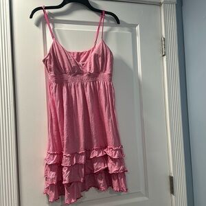 Vintage pink Victoria secret striped ruffle dress as large as